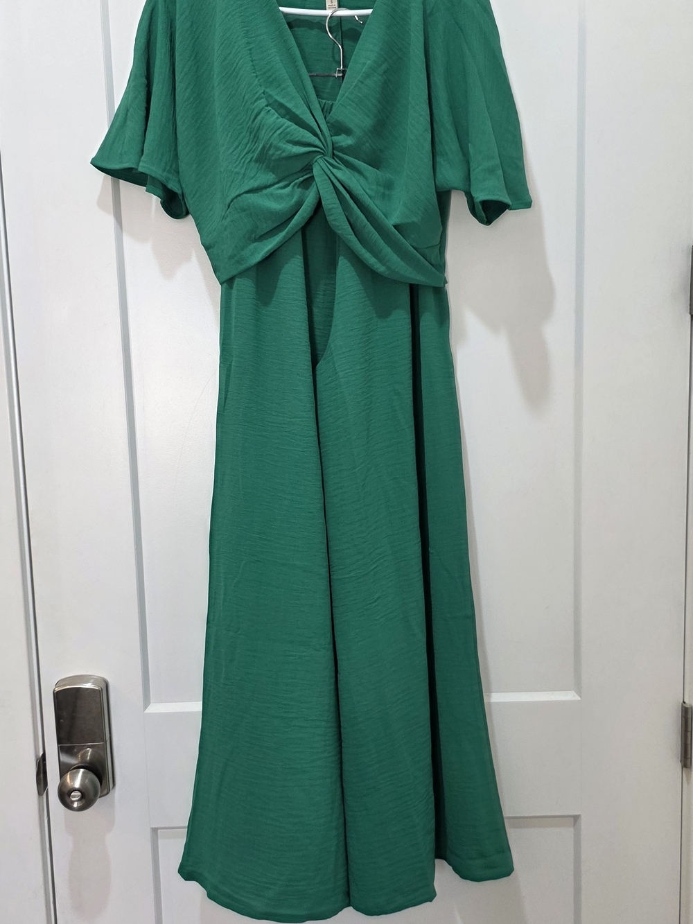 Zenana Outfitters Emerald Green Twist-Front Jumpsuit S